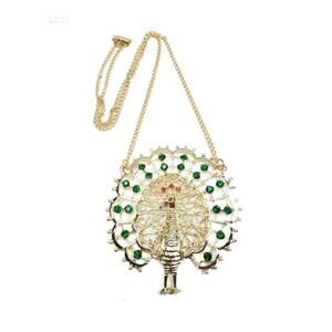 Vintage Open Work Crystal Peacock Necklace